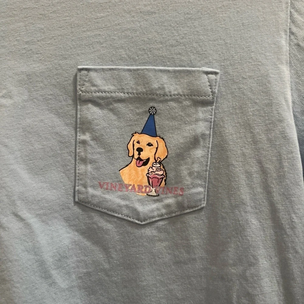 Vineyard Vines Long Sleeve Dog Party Animal Graphic T-Shirt Youth Size Md 12-14